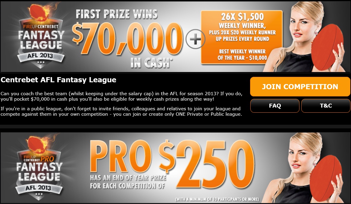 centrebet fantasy tipping comp AFL and NRL width=